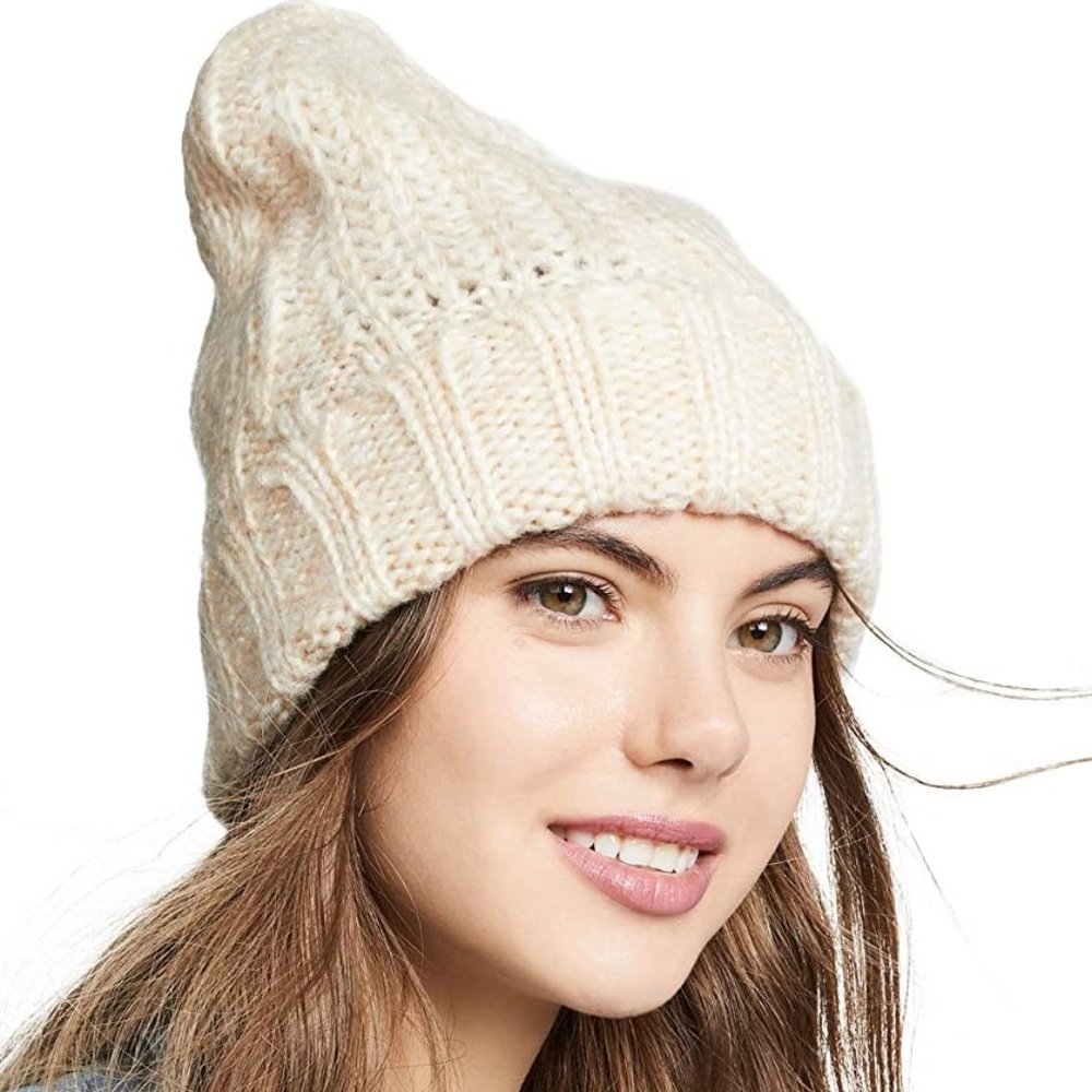 Free People Cream Cable Knit Beanie
